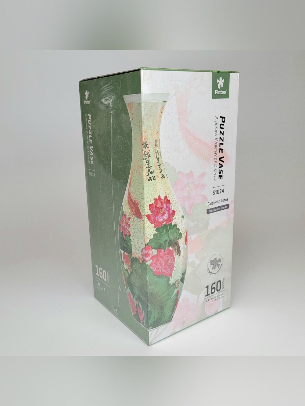 Pintoo "Carp with Lotus" 160-Piece 3D Puzzle Vase (Model S1024) NEW